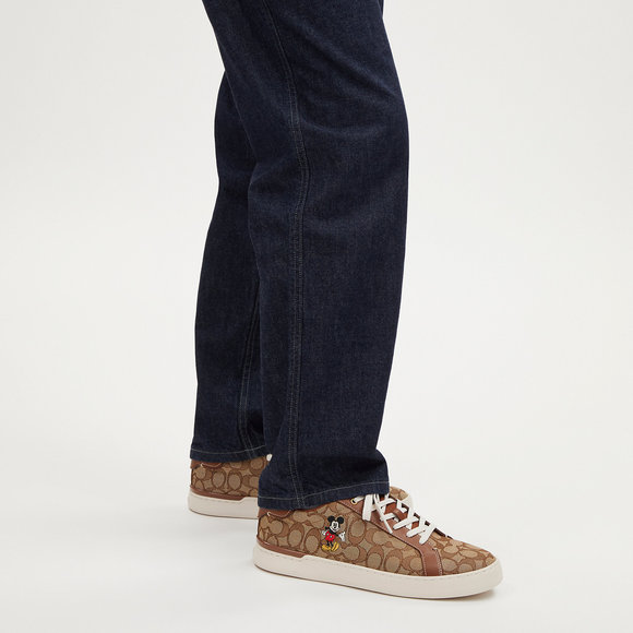 NWT Coach Outlet Disney X Coach Clip Low Top Sneaker Sig Jacquard Mickey Mouse - Picture 5 of 6